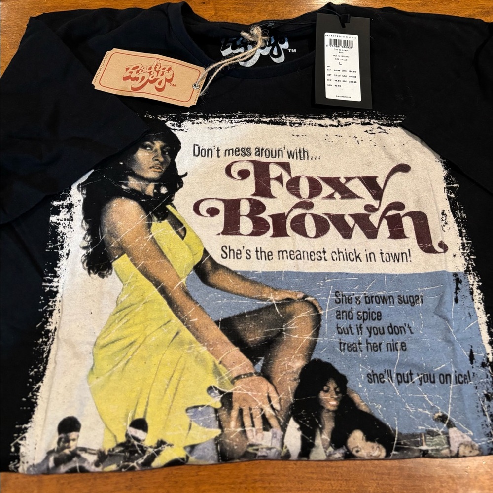 Foxy Brown Graphic Black Tee NWT